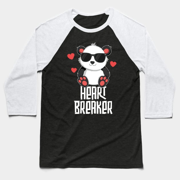 Heart Breaker Valentines Day T-Shirt for Kids Panda School Baseball T-Shirt by 14thFloorApparel